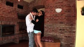 big-titted czech brunette fills ass with hard cock and laps up facial load