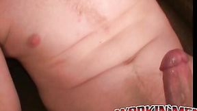 Older amateur has a fun time stroking his meat on the couch