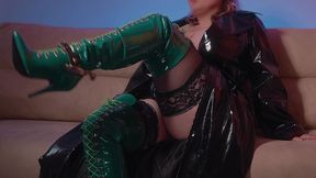 a domineering mistress orders her slave to fuck her doggy-style, then gives him a hell of a handjob while wearing wristwatch