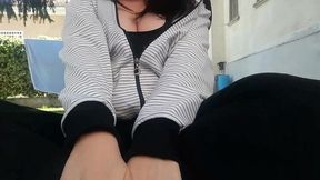 completely dirty black yoga pants full of pee in public place