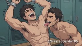 Bound Anime Muscle Hunks - Armpit Licking Tickle Compilation