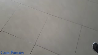 Cuckold creampie in toilet fast food, cumplay panties