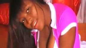 Slender ebony charmer with big knockers puts on a great show for me