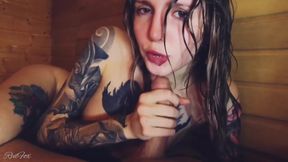 A Girl In The Sauna Sucks Dick Of Saliva, Sperm In The Mouth