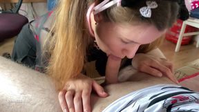 Petite amateur brunette enjoy facial cumshot