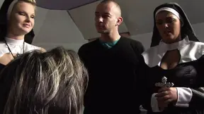 Two whores get group sexed at an orgy party