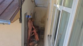 Backstage Caught a Guy with a Big Dick Looking at Me and Jerking off, Deepthroat Blowjob and Anal Fuck Part 1