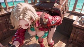 Blonde Commander in the Future Train! Red Patent Leather Uniform Is Insane