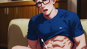 Young Nerd Twink Giving His Ass To His Coworkers. Anime Hentai