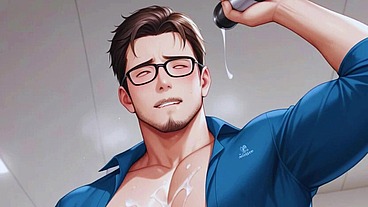 Young Nerd Twink Giving His Ass To His Coworkers. Anime Hentai
