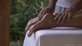 Footjob expert Blanche Bradburry has hot fuck with a masseur