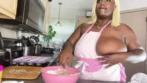 Black BBW with massive tits and cupcakes