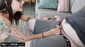 Flat-chested babe disappointed by his small dick