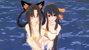 akeno and kuroka threesome - hs dxd ntr madness 11  lust at the pool