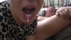 She Fingers His Ass While Sucking His Cock Prostate Massage Blowjob Cum in Mouth