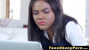 Black teenie Yara Skye takes on a massive white rod