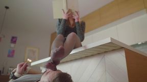 Slave Under Librarian Rose On Counter Top - Graphite Pantyhose - HD 1280x720