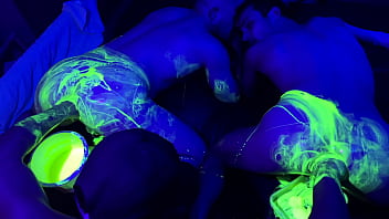 FF Group Fisting Session with UV home made lube for Halloween Special Part 1