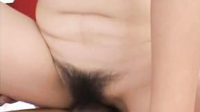 ”Bushy japanese fuck teen is drenched in jizz”