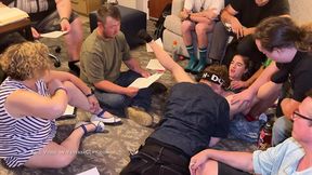 Raw college gang bang - seven dudes ravage one stud in a Portland dorm