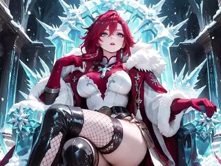 Red-haired Sorceress makes a breathtaking entrance in the Crystal Hall, robe slightly open and staff tapping seductively.