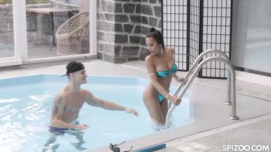 Asian Babe Polly Pons Couldn’t Resist the Pool Boy’s Huge Dick