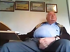 British step dad stroking nice uncut cock on cam