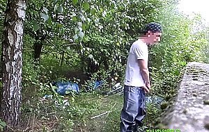 In the woods shiney baggy pants