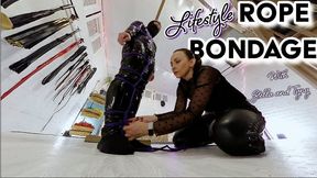 Lifestyle Rope Bondage with Tyny and Stella Liberty - rope play, dungeon, tall mistress, spanking - HD MP4