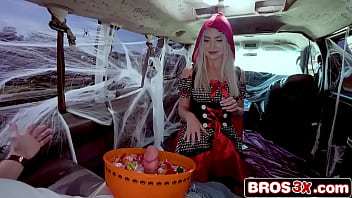 Red Riding Hoe Ditches Costume for a Rough Ride with the Wolf