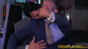 Classy businessmen enjoy wet blowjobs and rough fucking