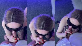 latex mistress drains her slave – deepthroat strapon worship & balls emptying