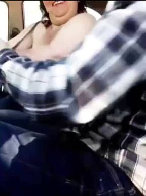 My son has fun in the car with a married whore