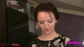 Nyllady Footplaying with a Phone Card in Patent Black Stockings