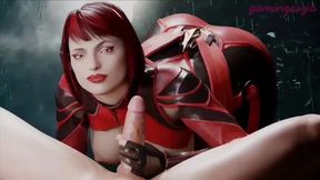 Raunchy redheaded sex worker takes a brief handjob detour