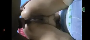 Fuck from behind with my dick together with an eggplant