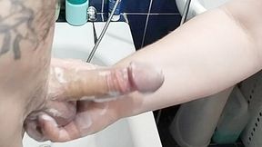 Bitch Jerks Off My Hard Soapy Cock Until I Cum