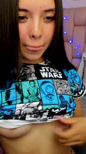 Beautiful college student behaves like a little nymphomaniac whore on the internet to earn some money   Clip 2