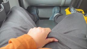 Latina babe gives a tattooed stranger a sloppy blowjob on the bus