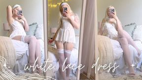 White Lace Lingerie Try On
