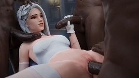 This rough lesbian threesome party with many cocks gets wild!