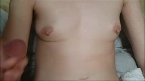 Masturbating on My Wifes Titties and Covering Them in Cum ( Bi Cuck Cum Cleanup Humiliation)