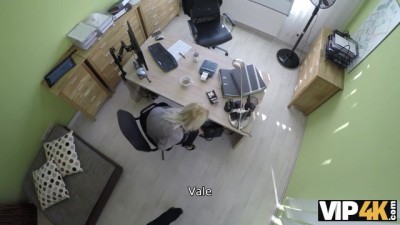 Blonde Babe Gets Naughty for a Loan