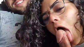 Hot latin babe gives a blowjob to an uber driver and swollows