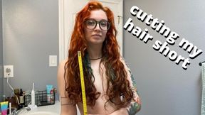 cutting my waist-length red hair to short chin-length bob nude