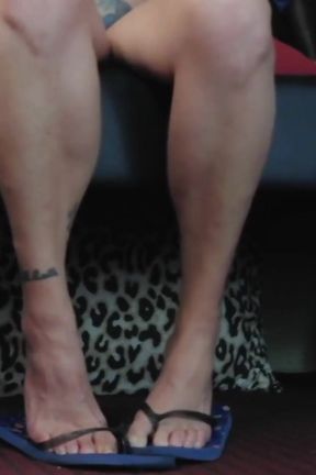 Dirty blue flip flops shoe play