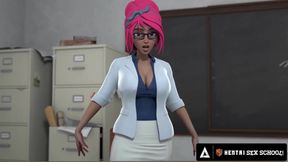 HENTAI SEX SCHOOL - Horny Stacked Principal MILF Gets Fucked Doggystyle In Front Of The Class