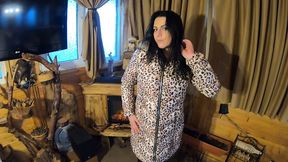 downcoat fetish – leather pants, deepthroat & messy cum on my jacket