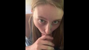 Blonde darling mouth-fucks towering hardness with s***