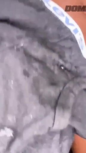 Filling Sam's Brief with Cheese Precum and Cum